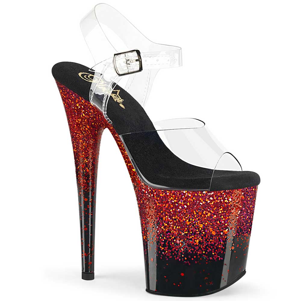 Pleaser - FLAMINGO808SS Sandale à bride à la cheville, Pole dance chaussures - Chaussures de pole dance - Rouge/Noir Product image